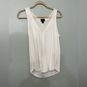 XS Daytrip white soft blouse with lace detailing around neckline